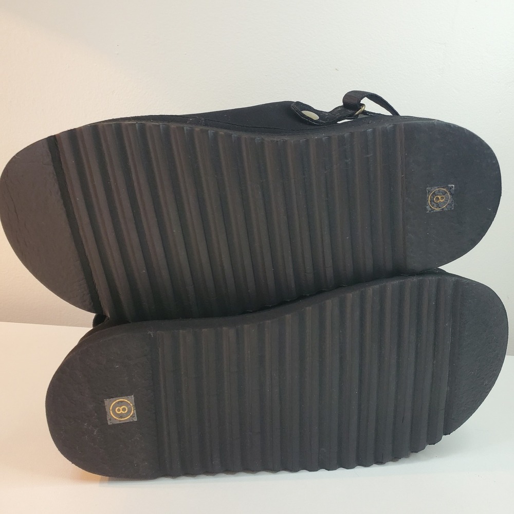 Black Platform Clogs with Adjustable Heel Strap Serrated Sole Womens 8 24SE7 - Picture 6 of 8